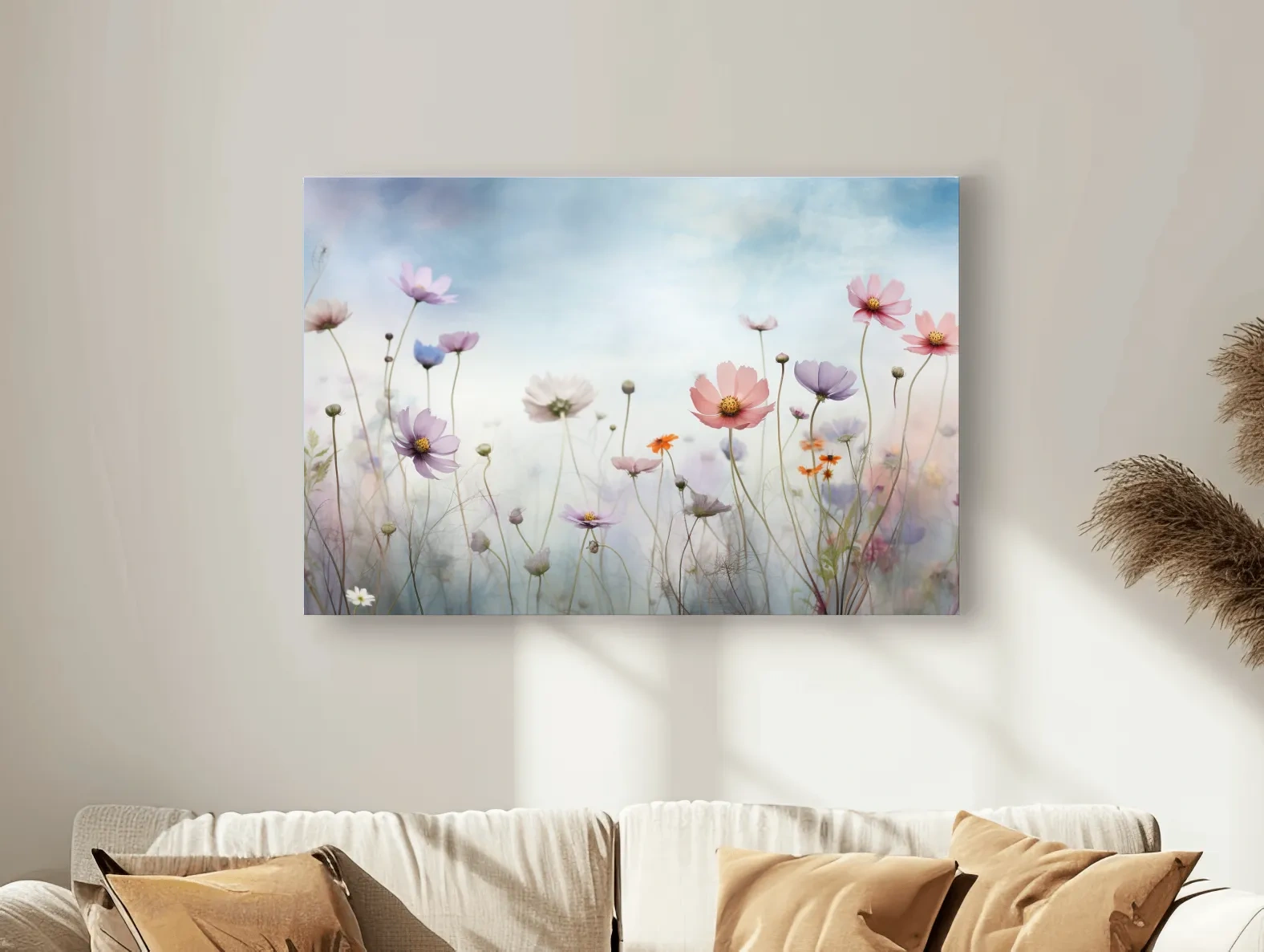 Dreamy Pastel Wildflower Meadow Painting - Soft Watercolor Floral Wall Art