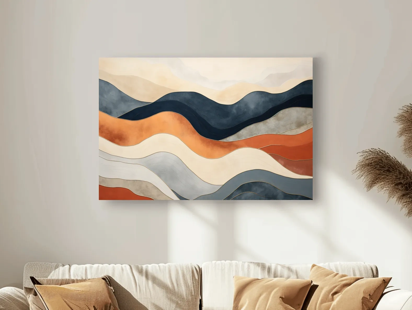 Abstract Wavy Mountain Layers - Mid Century Modern Landscape Wall Art
