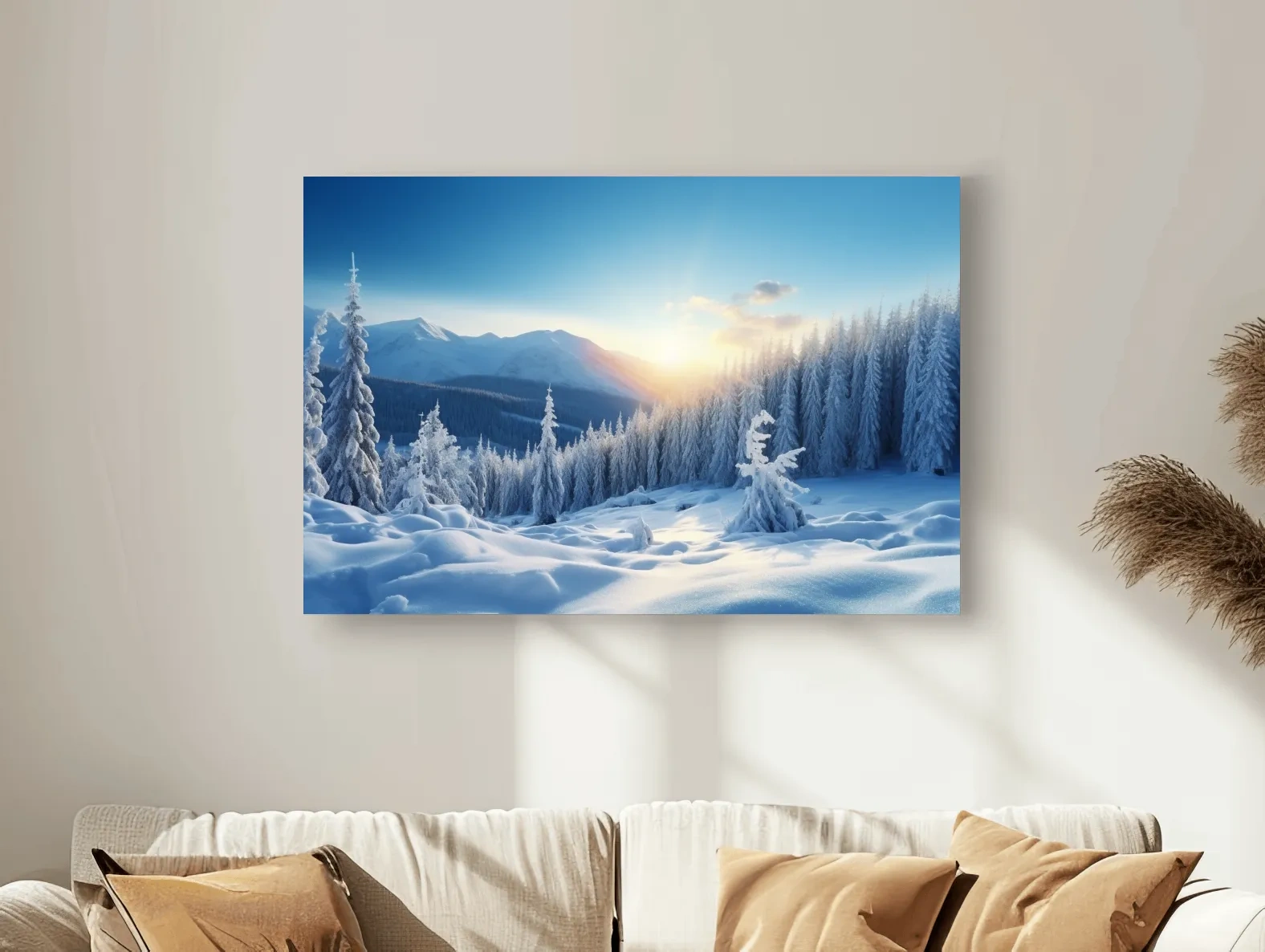 Snowy Alpine Forest Sunrise - Winter Nature Photographic Wall Art