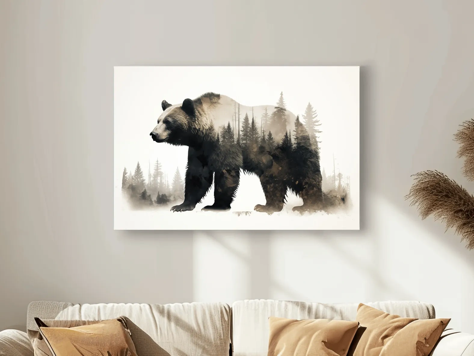 Grizzly Bear Double Exposure Forest - Wildlife Nature Wall Art
