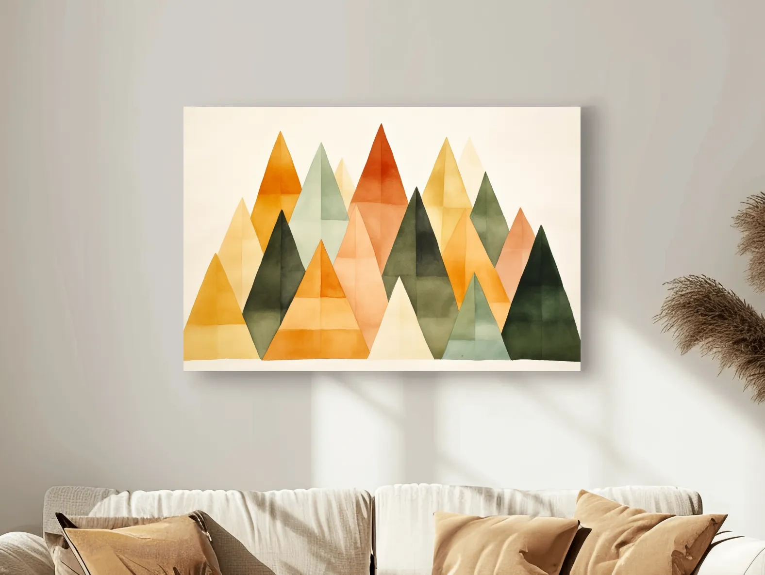 Geometric Watercolor Mountains - Modern Scandi Minimalist Wall Art