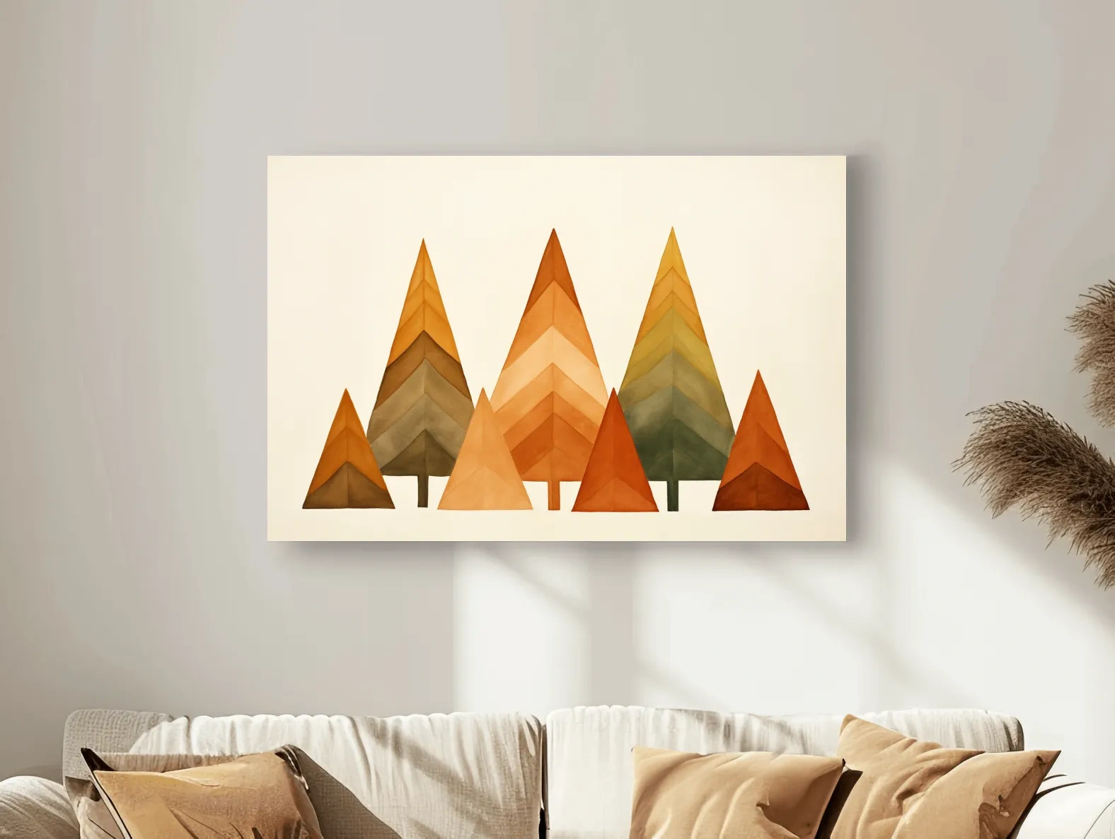 Minimalist Watercolor Pine Tree Forest - Scandinavian Geometric Nature Wall Art
