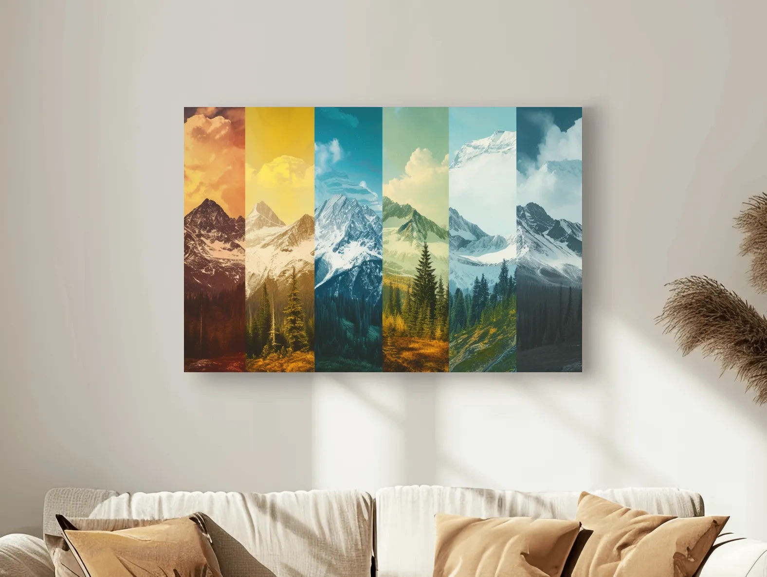Colorful Mountain Peaks Collage - Modern Alpine Glacier Wall Art