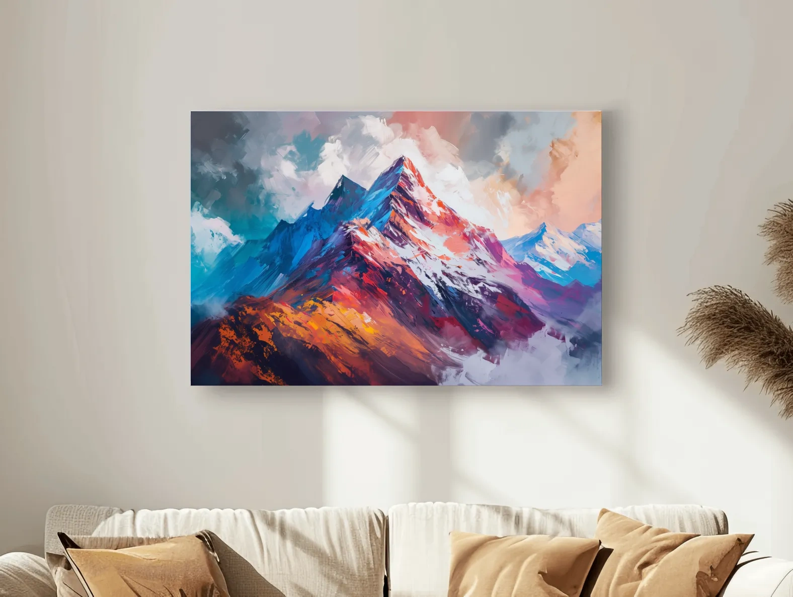 Vibrant Abstract Alpine Mountain Peaks - Colorful Textured Landscape Wall Art