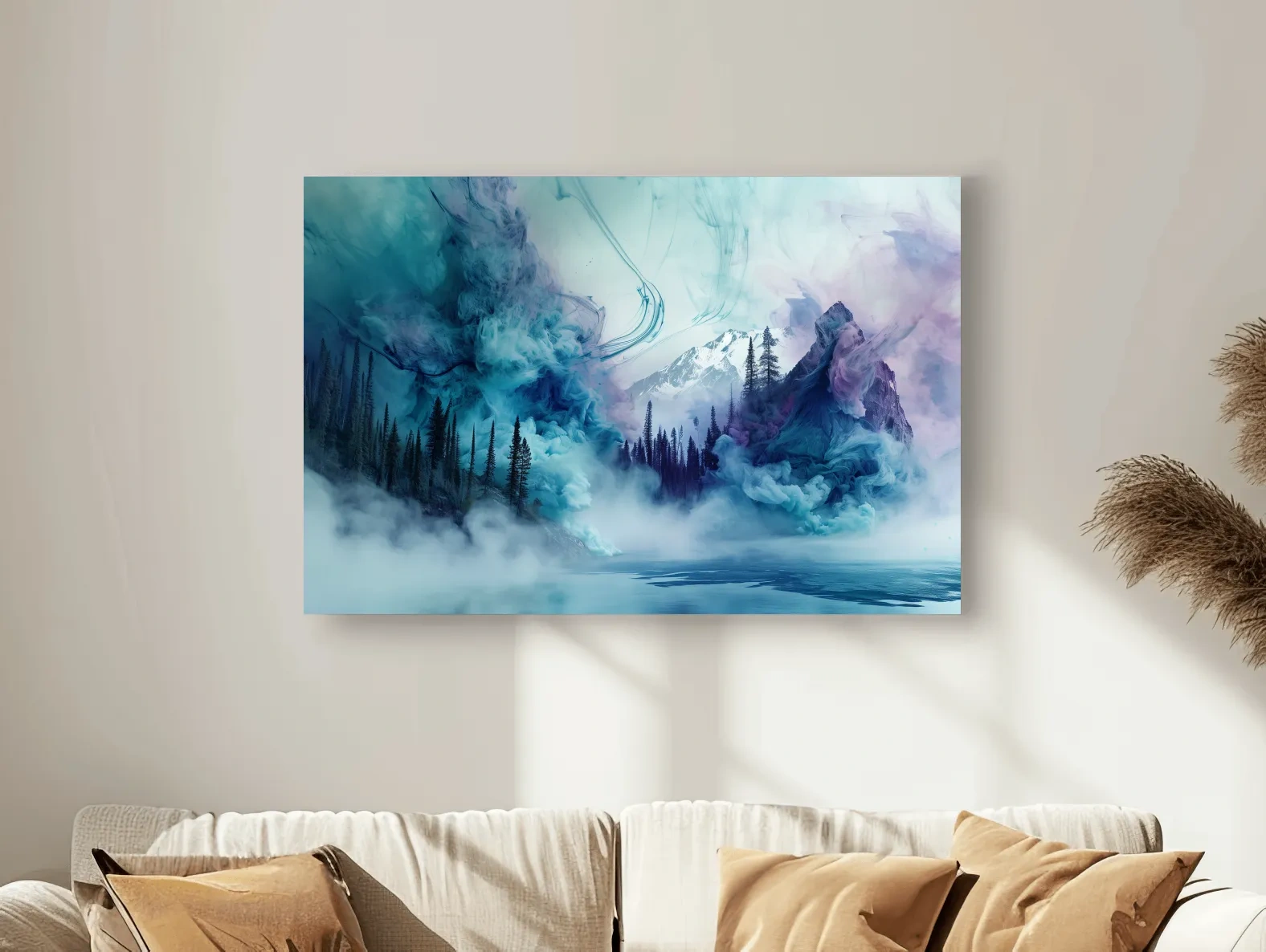 Ethereal Misty Alpine Forest & Mountains - Surreal Abstract Landscape Wall Art