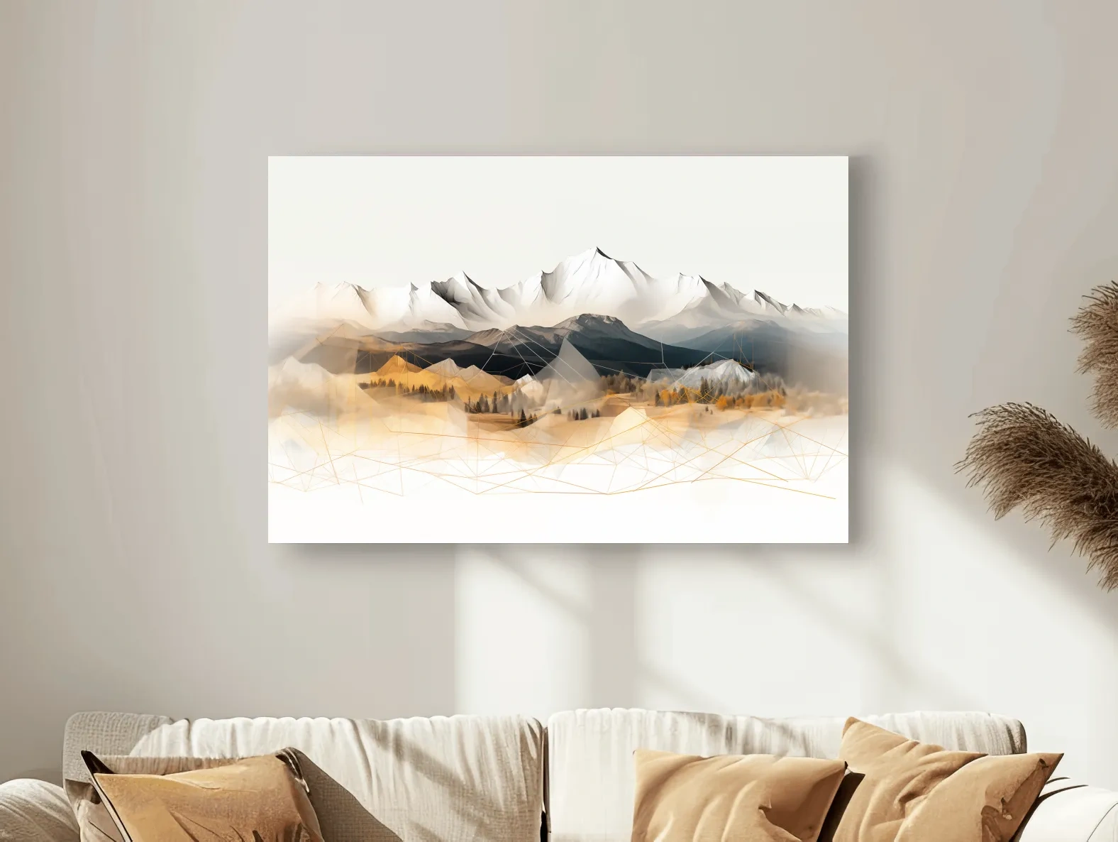 Geometric Mountain Range Forest Landscape - Modern Abstract Wall Art