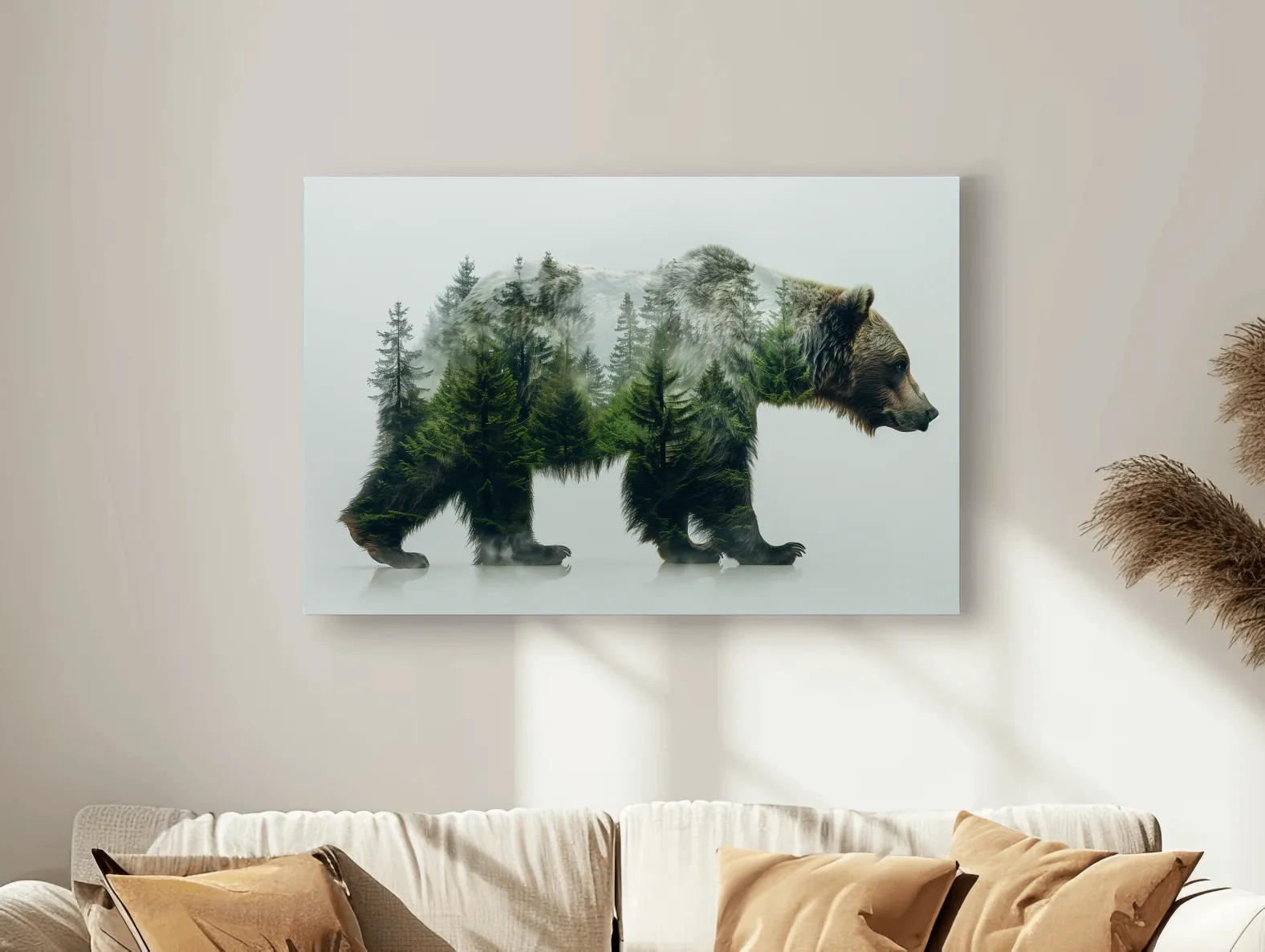 Surreal Grizzly Bear Double Exposure Forest - Wildlife Nature Wall Art