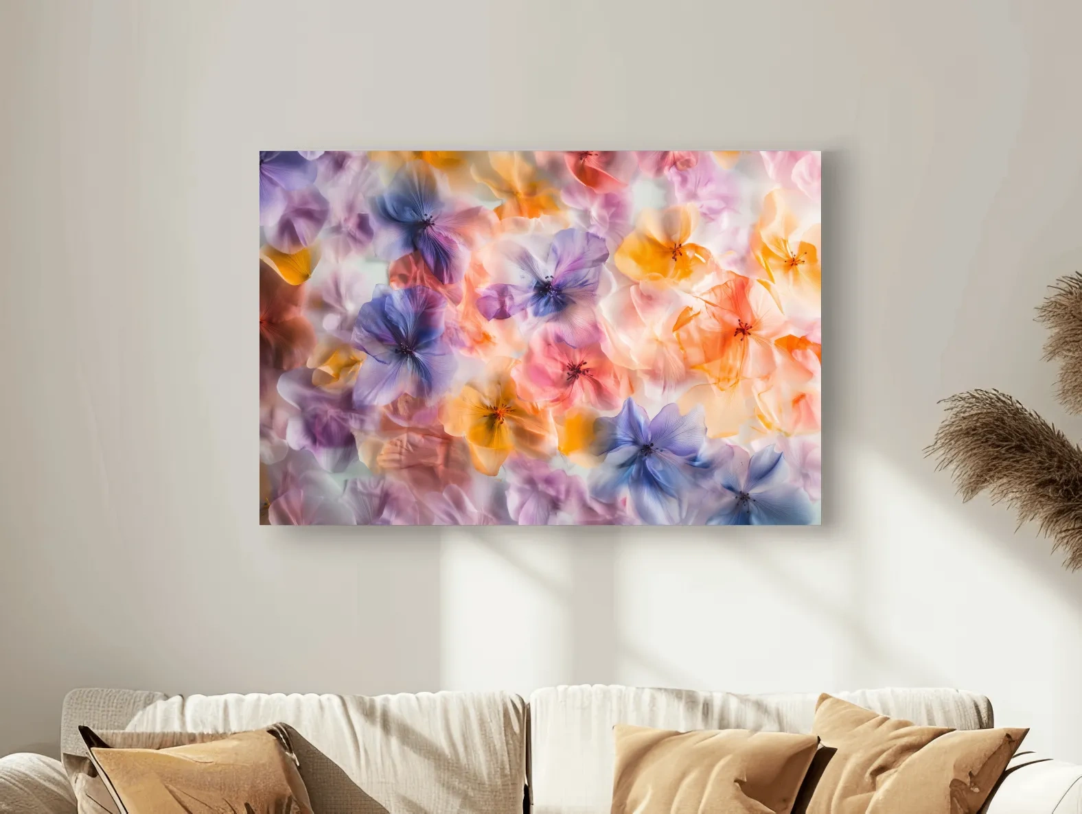 Oshibana Pastel Floral Petal Collage - Soft Botanical Wall Art