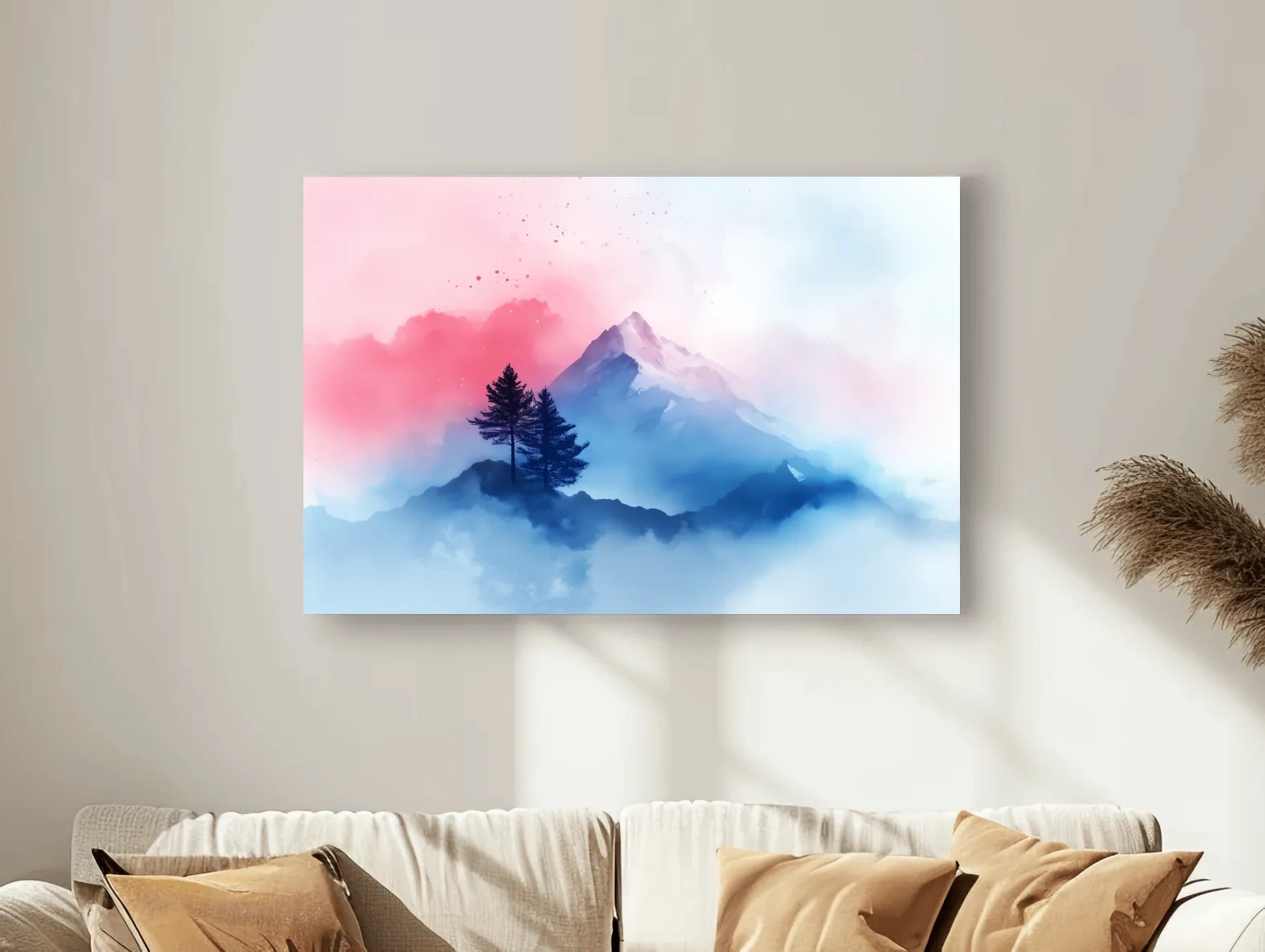 Pastel Watercolor Glacier Peak In The Clouds - Dreamy Alpine Wall Art