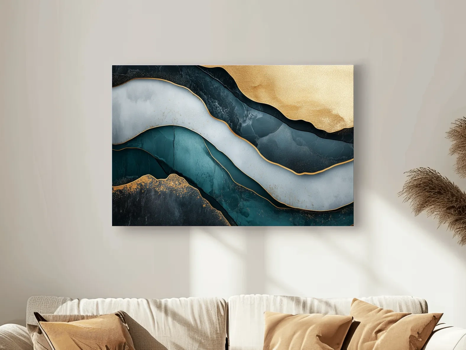 Elegant Gold Abstract Layers - Modern Marble Texture Wall Art
