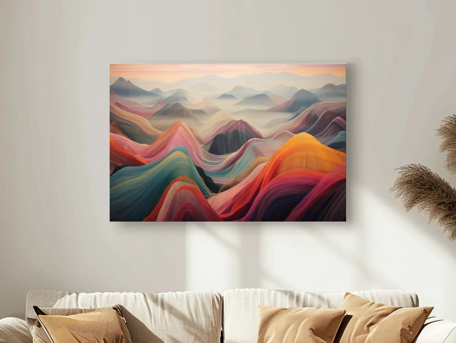 Vibrant Abstract Layered Mountain Ranges - Colorful Topographic Landscape Wall Art