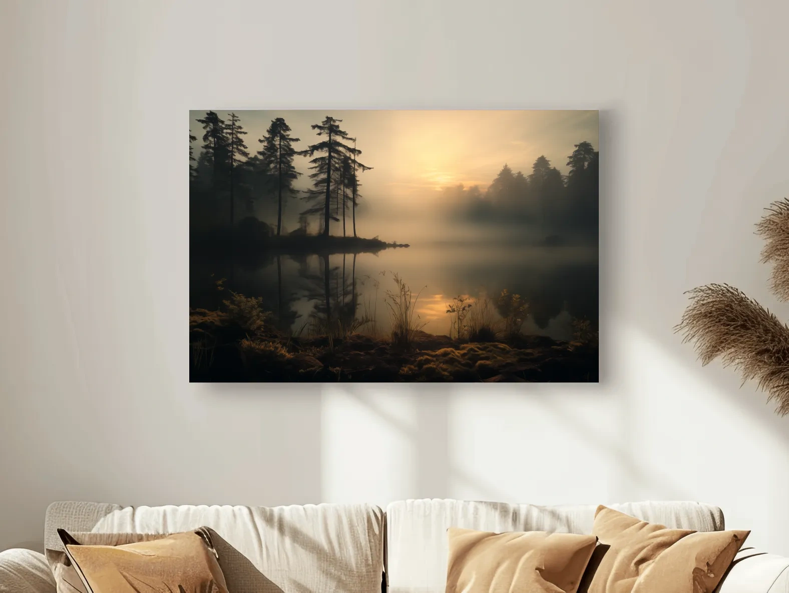 Nature Photography Wall Art - Misty Lake Sunrise & Forest