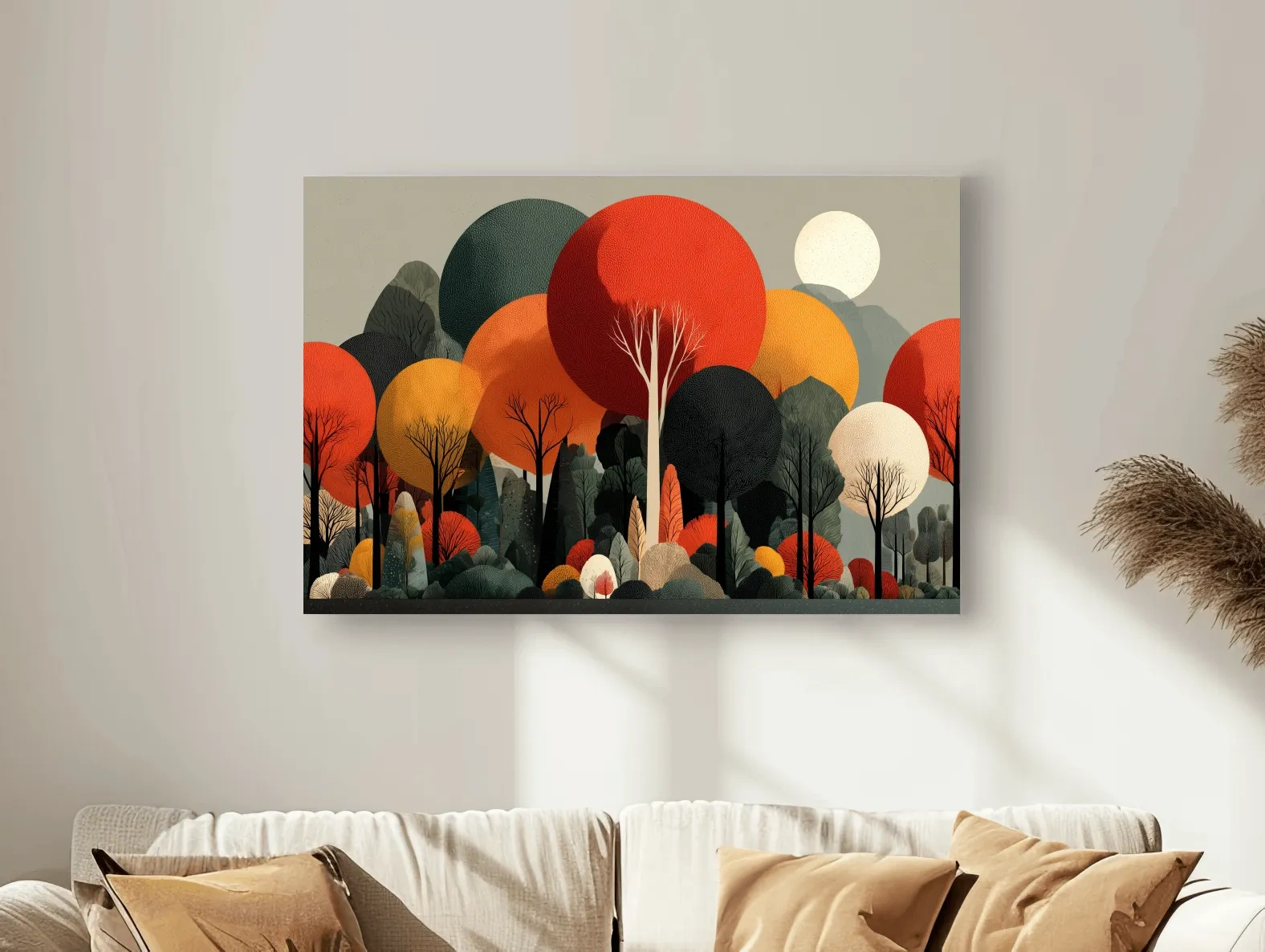 Abstract Autumn Forest Trees Canvas Art - Modern Scandinavian Wall Art