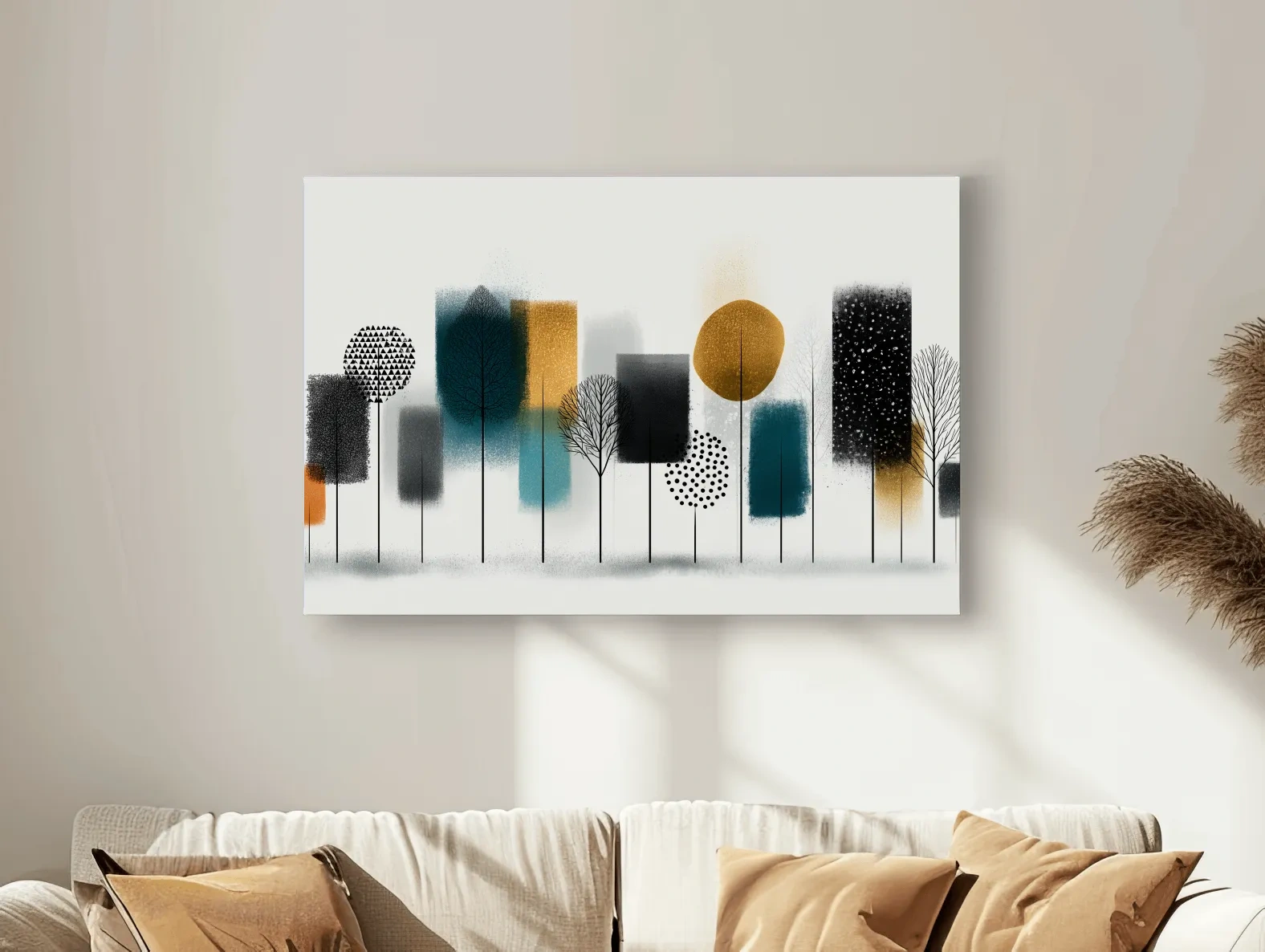 Abstract Minimalist Forest Grove Silhouettes - Modern Scandinavian Geometric Wall Art