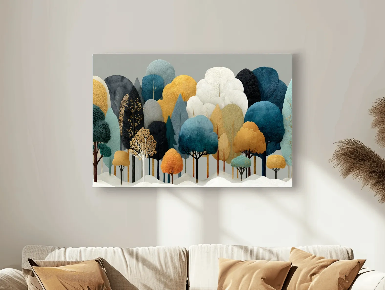 Scandinavian Winter Forest Trees Illustration - Modern Boho Nature Wall Art