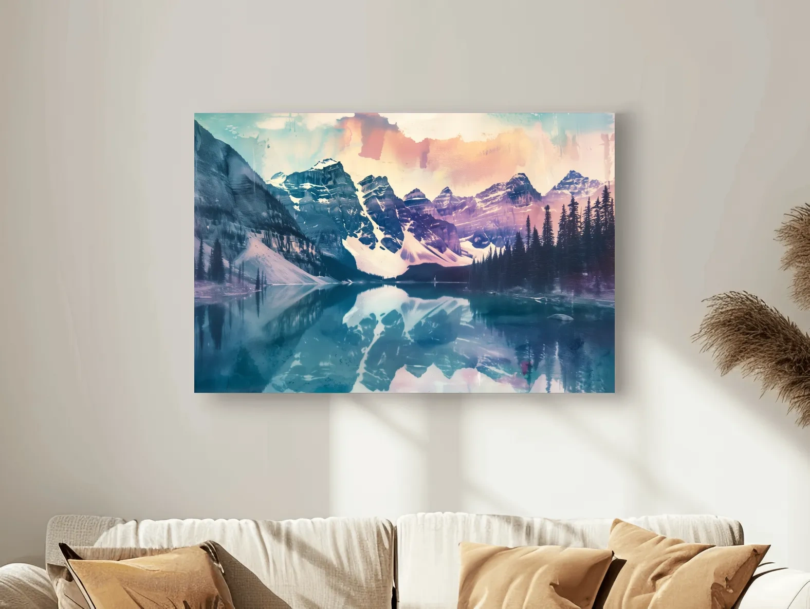 Valley of the Ten Peaks Watercolor Painting - Moraine Lake Banff Wall Art