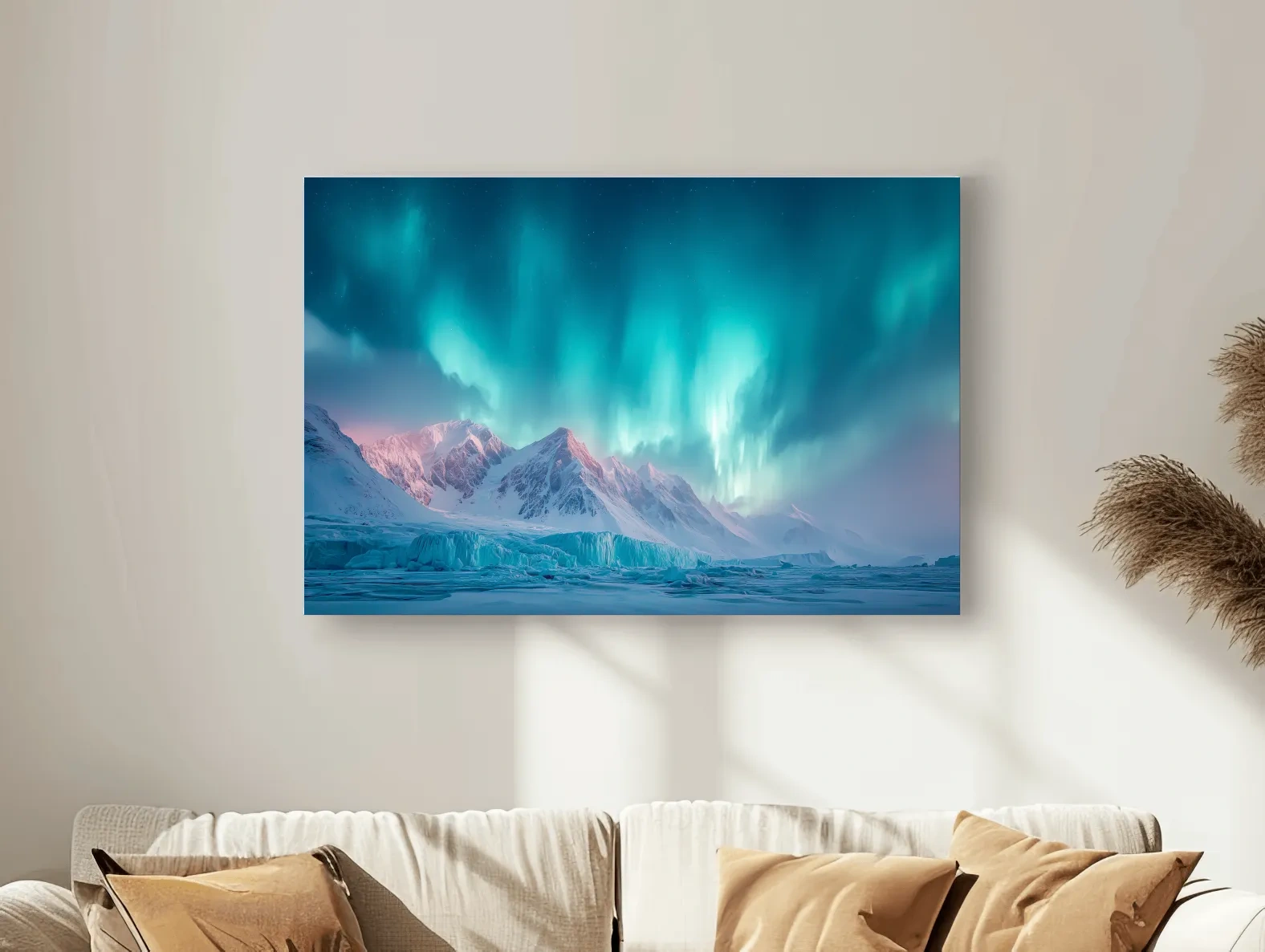 Aurora Borealis Over Icy Arctic Mountains - Northern Lights Wall Art