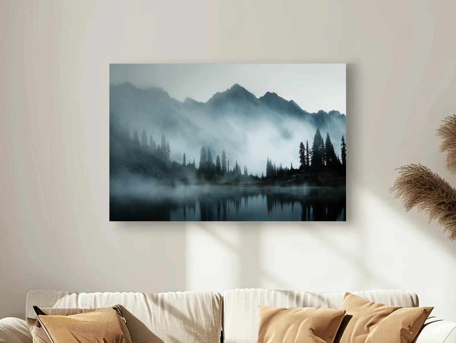 Moody Misty Mountain Lake Photography - Atmospheric Alpine Forest Wall Art