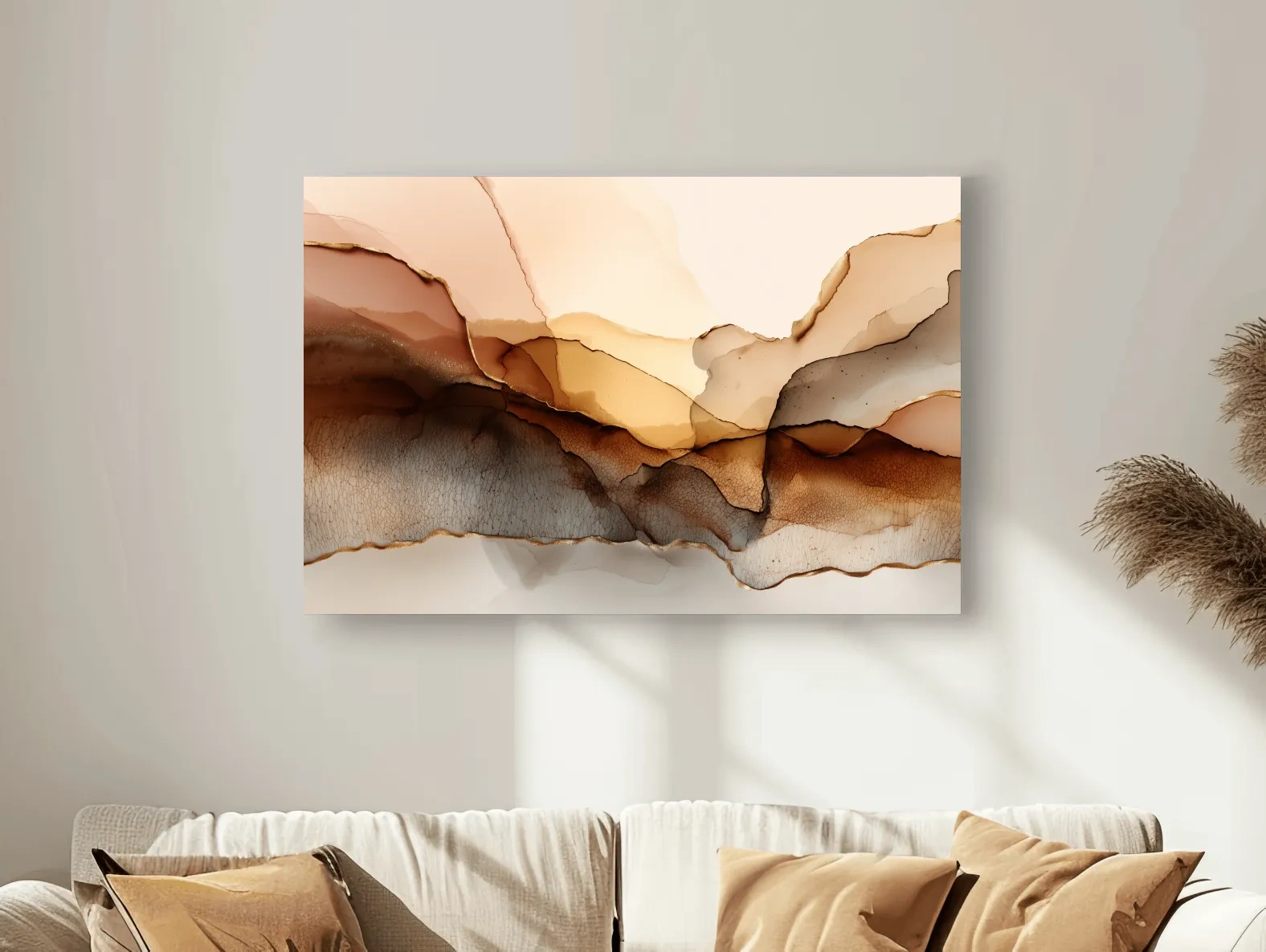 Abstract Alcohol Ink Landscape Painting - Modern Minimalist Wall Art