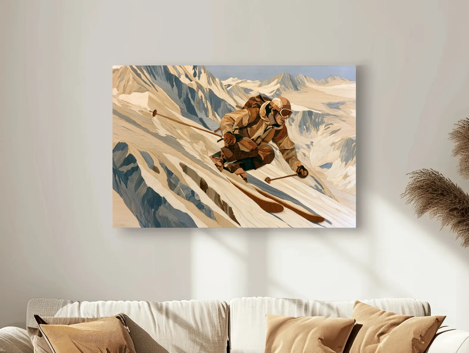 Dynamic Backcountry Skier Alpine Descent - Adventure Winter Sports Wall Art