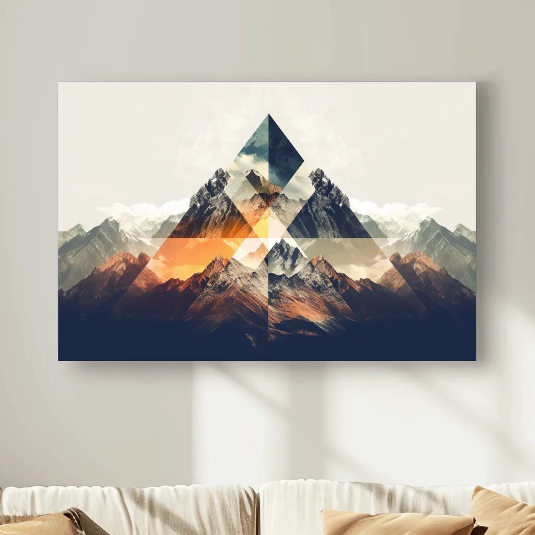Abstract and geometric textured mountain art