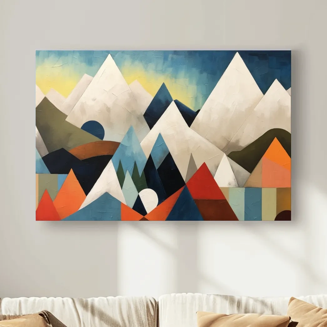 Abstract Suprematism Mountain Peaks Painting - Colorful Modern Wall Art