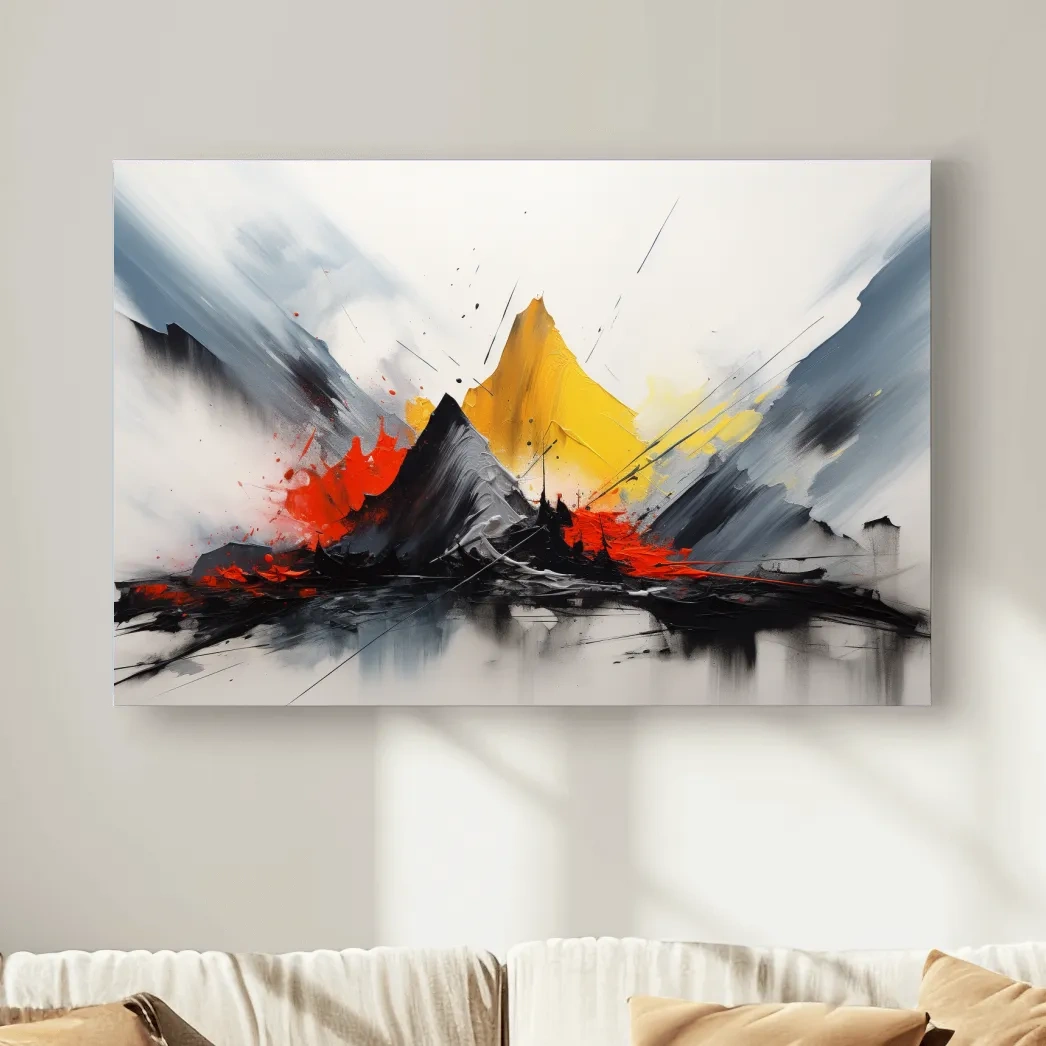 Abstract Mountain Peaks Painting - Modern Impasto Style Wall Art