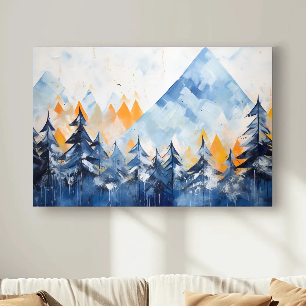 Abstract Alpine Mountain Peaks - Watercolor Forest Wall Art