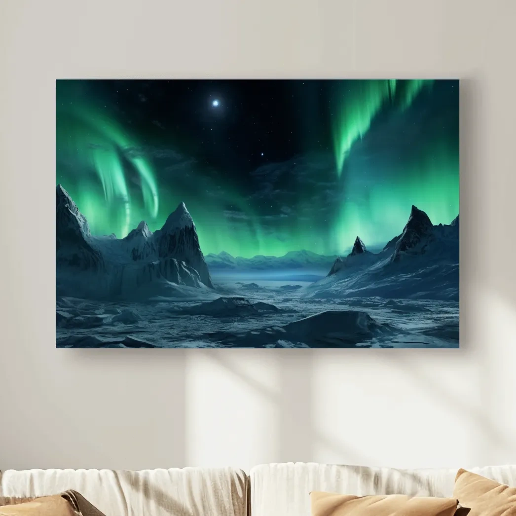 Photographic art, northern lights over the arctic