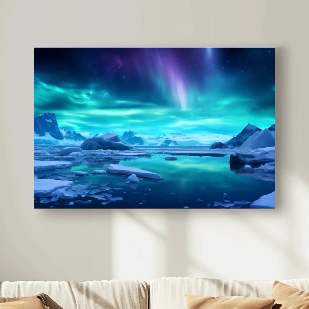 Northern lights over the antarctic ice, photographic wall art