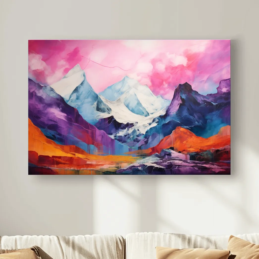 Bright colourful mountain painting