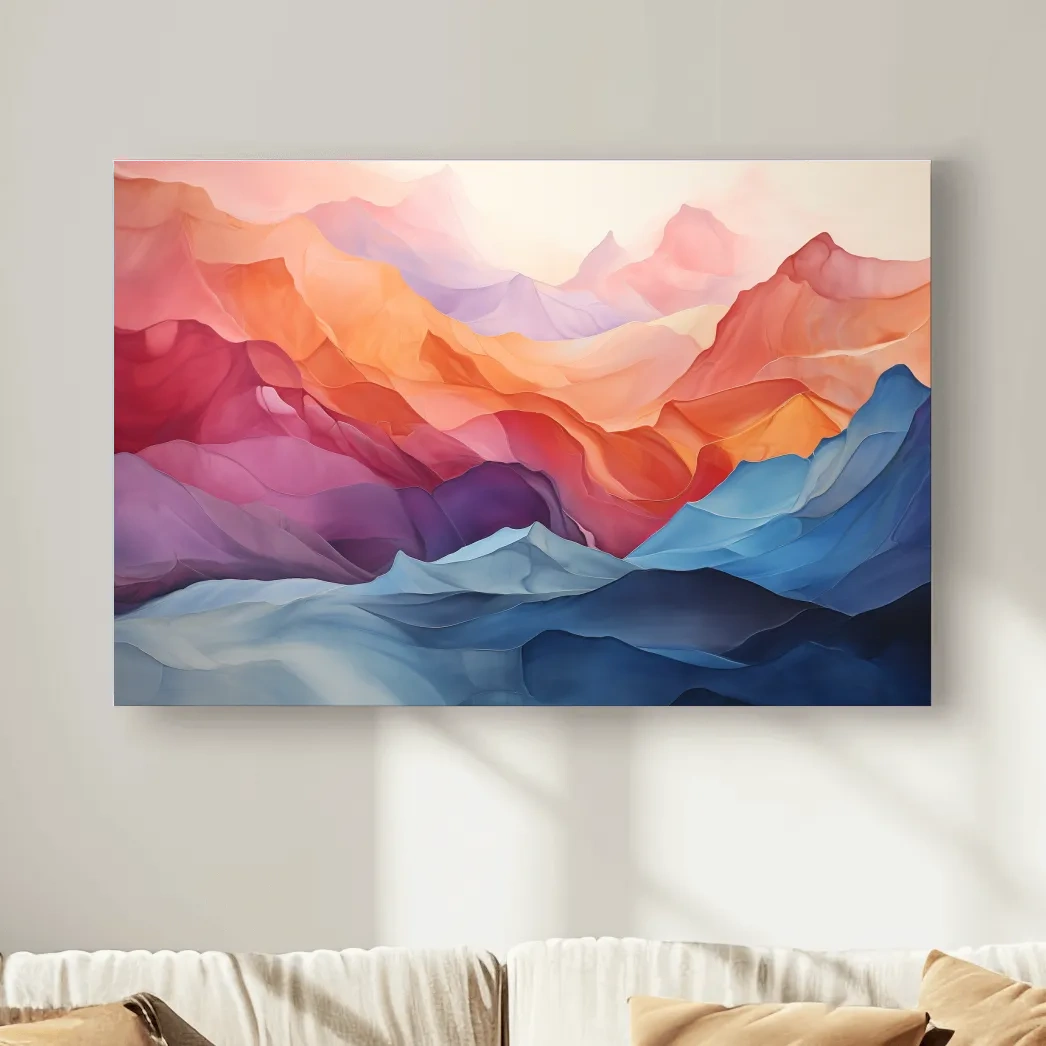 Abstract art, colourful mountain shapes