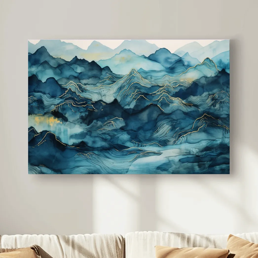 Abstract watercolour mountain painting