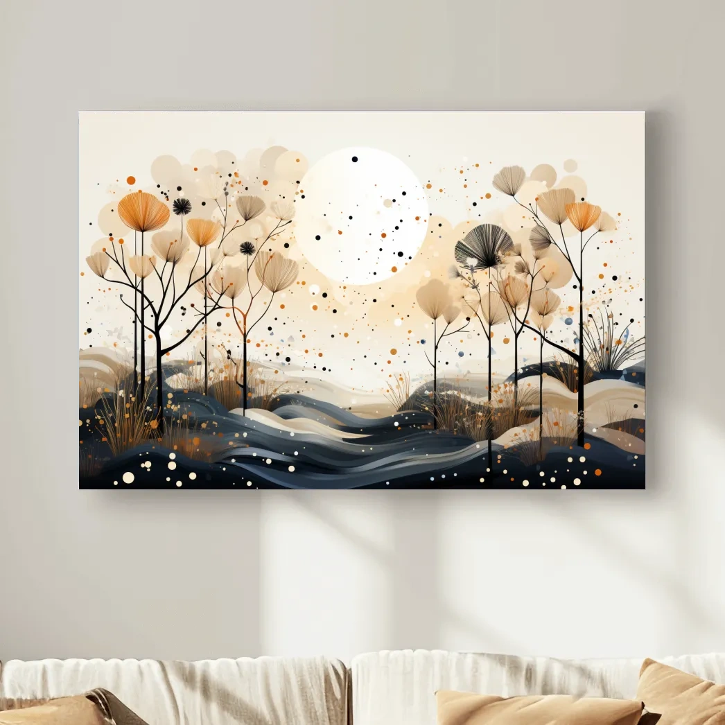 Surreal illustation of a chic boho forest