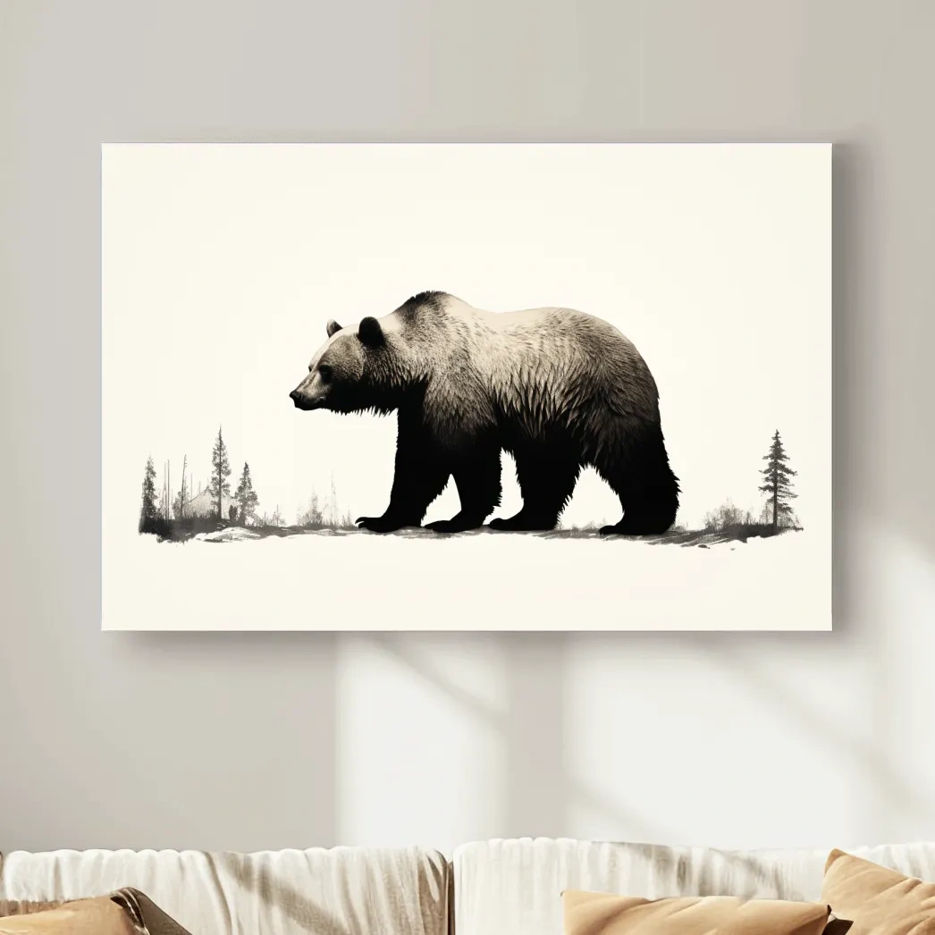 Minimal illustration art of a grizzly bear silhouette