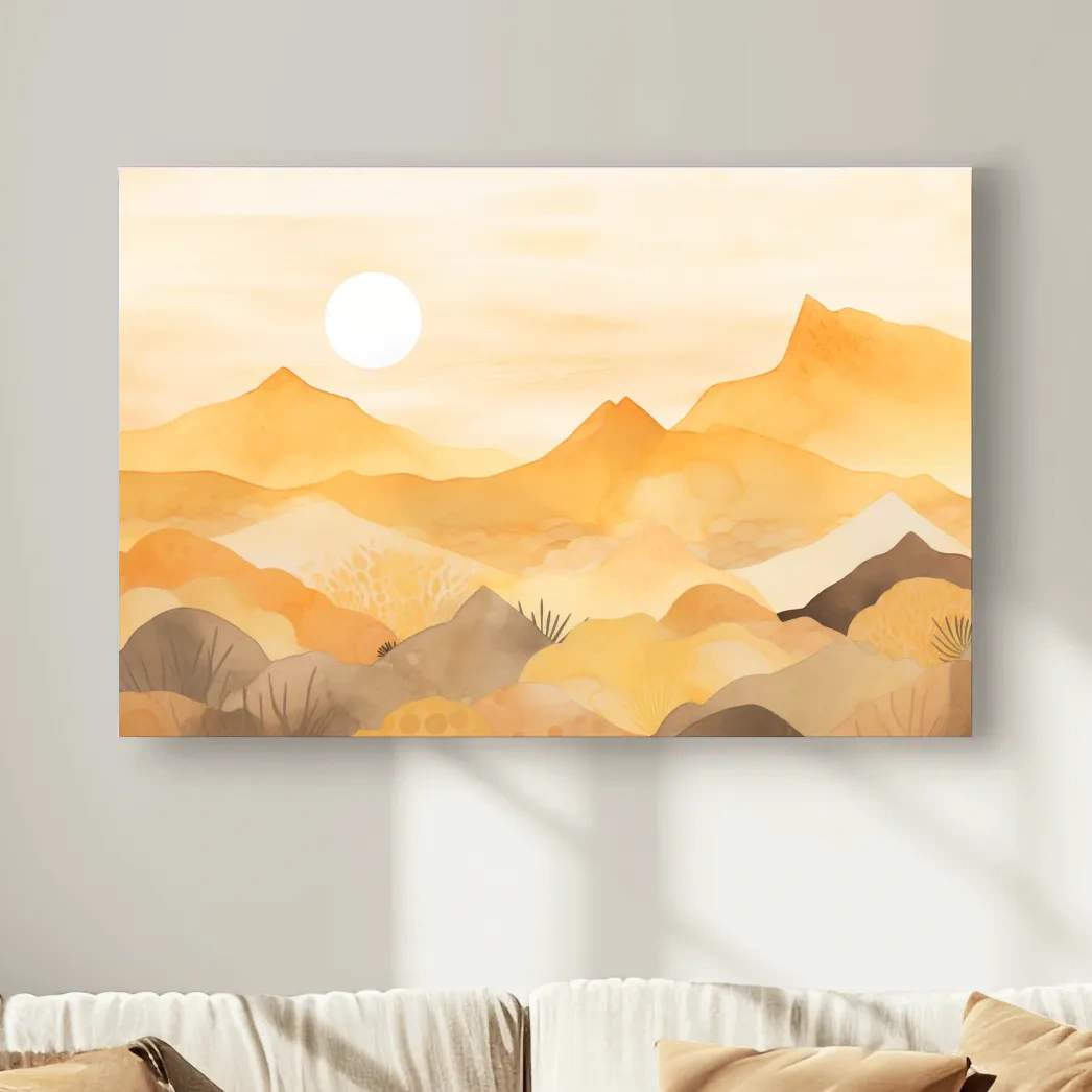 Watercolour painting of expressionism mountain landscapes