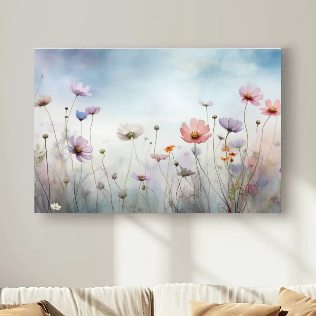 Beautiful bright alpine flowers illustration art