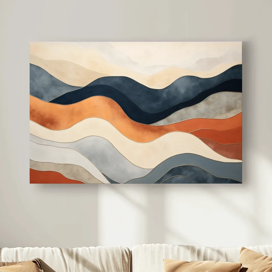 Abstract Wavy Mountain Layers - Mid Century Modern Landscape Wall Art