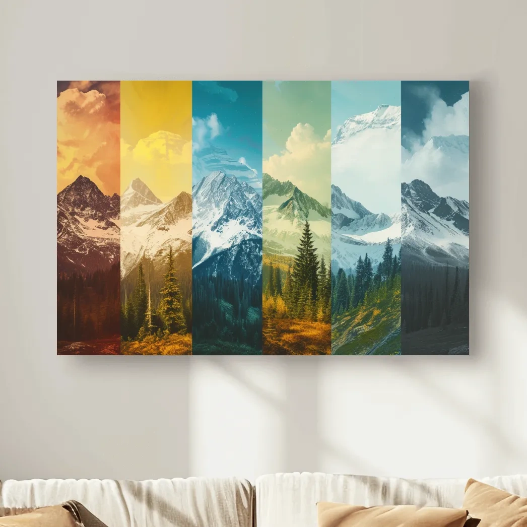 Colorful Mountain Peaks Collage - Modern Alpine Glacier Wall Art