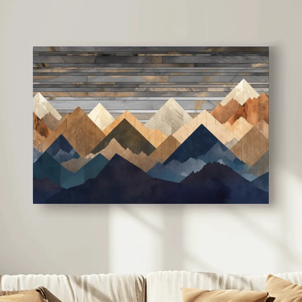 Printed wooden panel mountain art