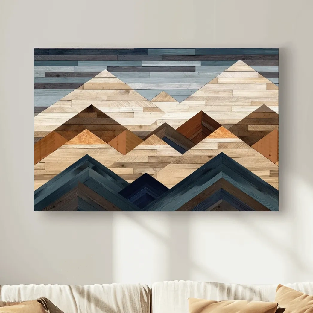 Printed wooden panel mountain art