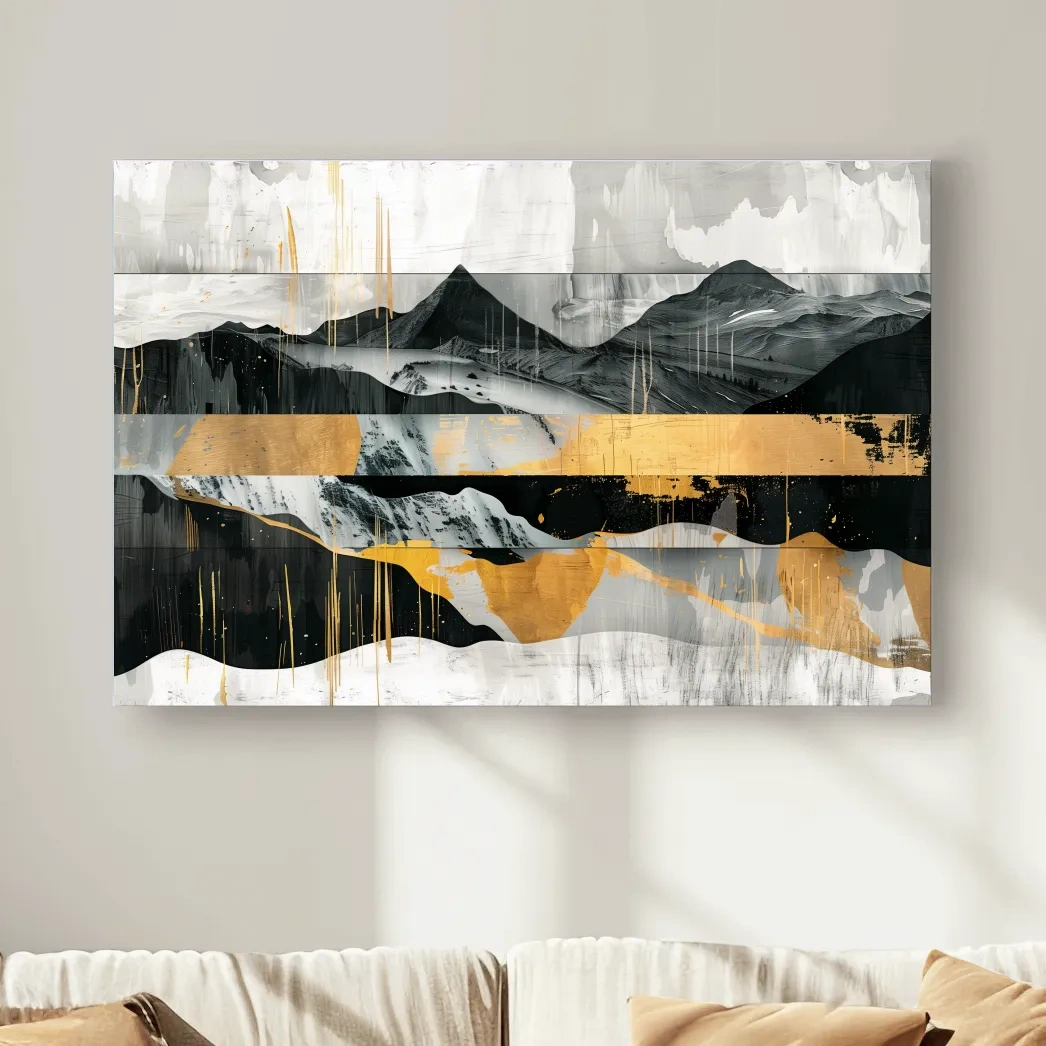 Modern abstract mountain art painting, large format wall art