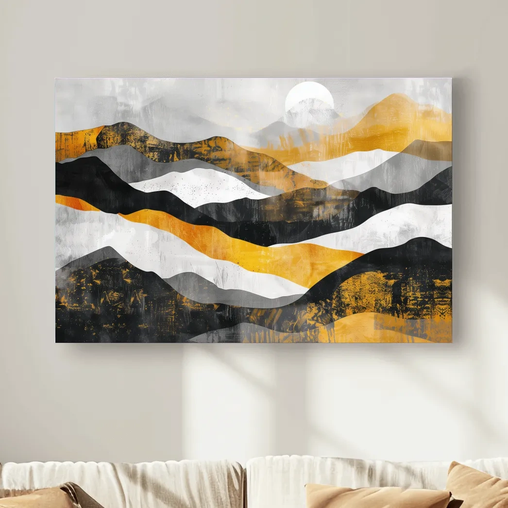 Textured elegant mountain artwork, large format abstract wall art