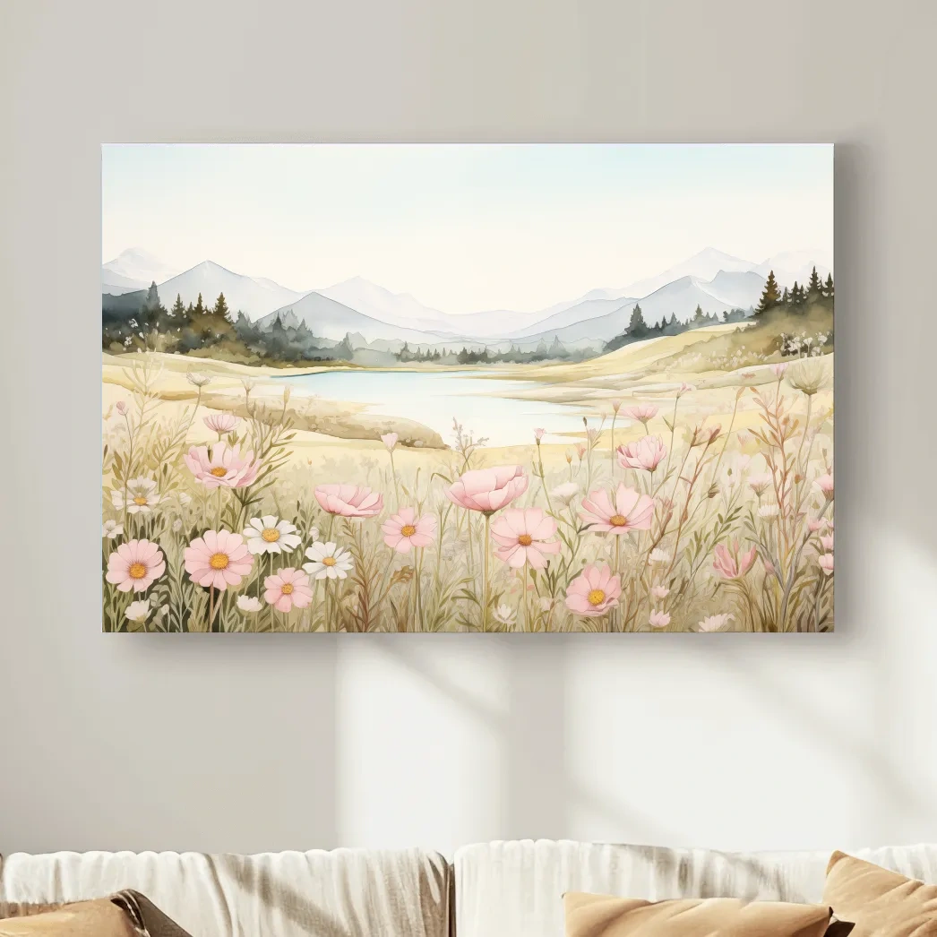 Watercolour painting of flowers in the alpine meadows