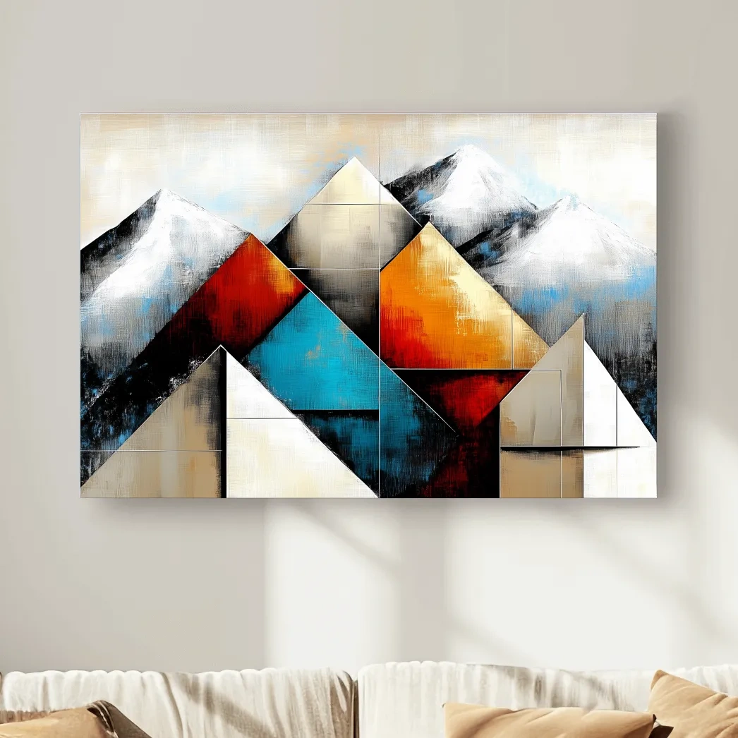 Geometric Abstract Mountain Glacier Painting - Modern Textured Style Wall Art