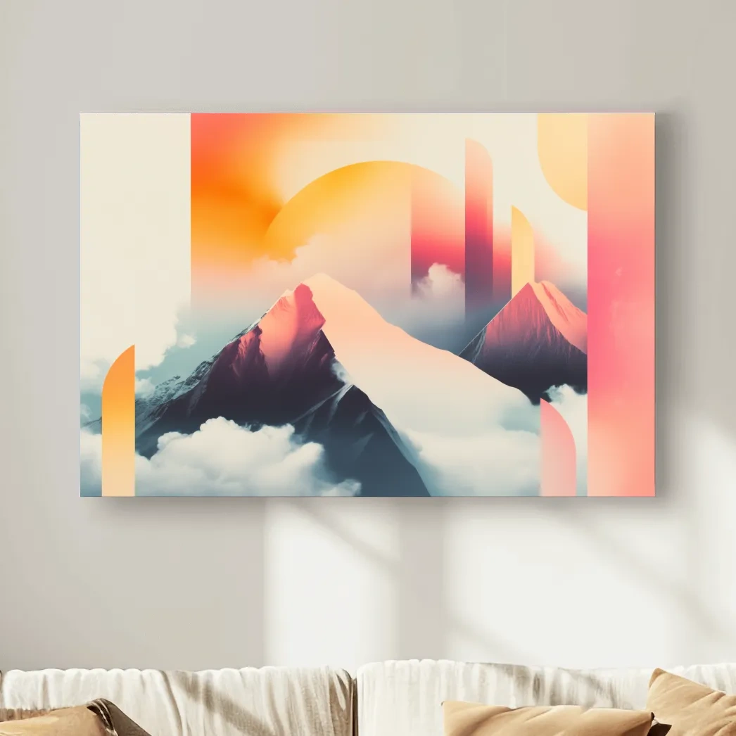 Abstract retro style mountain ski poster artwork