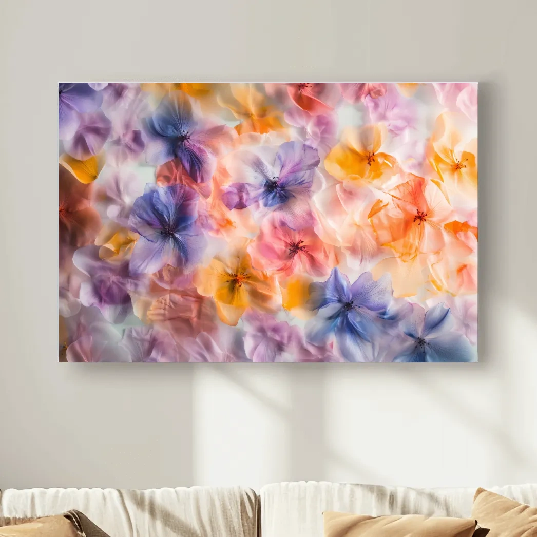 Oshibana Pastel Floral Petal Collage - Soft Botanical Wall Art