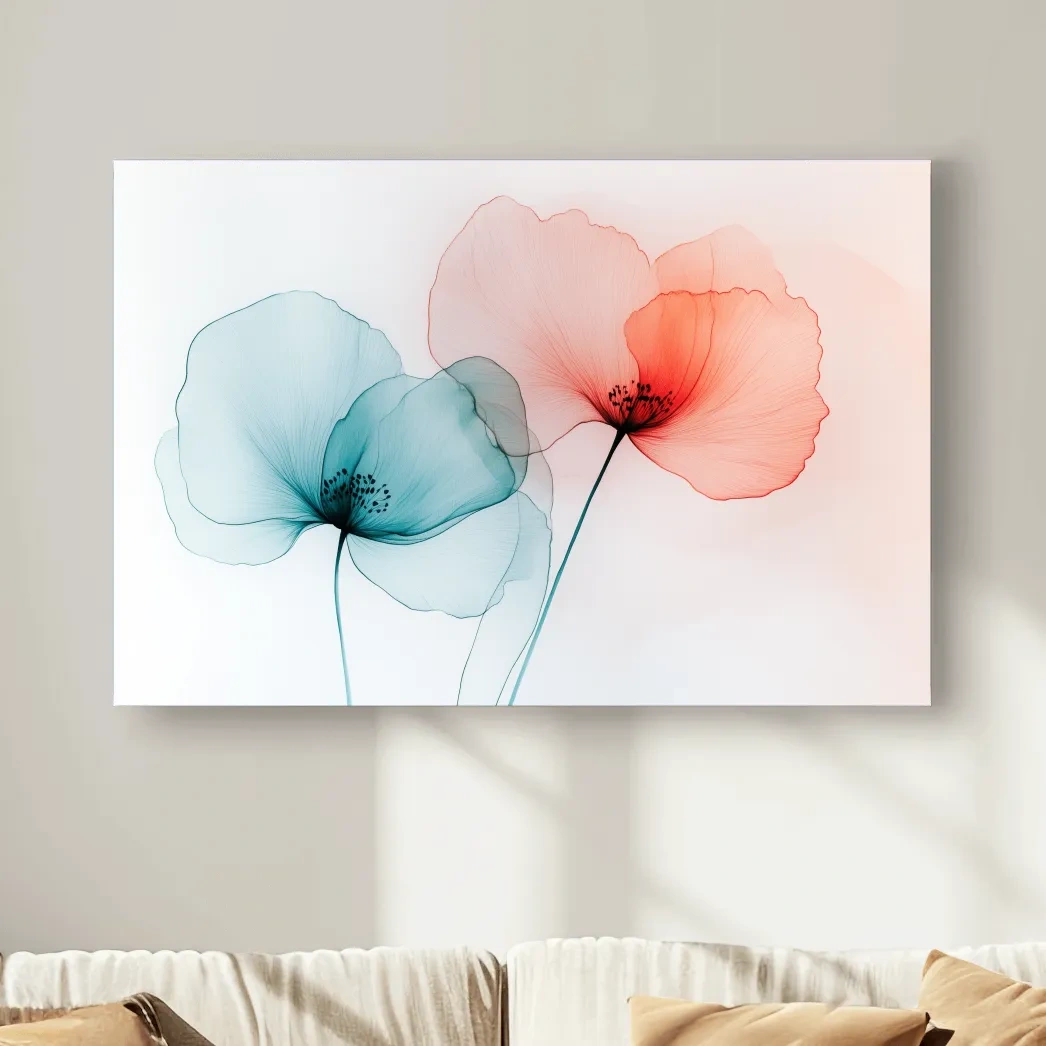 Poppy flower wall art, abstract watercolour print
