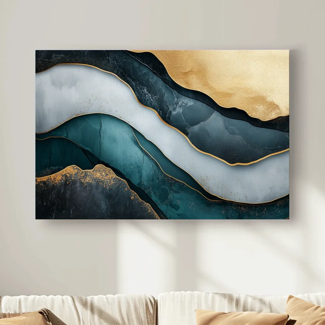 Elegant Gold Abstract Layers - Modern Marble Texture Wall Art