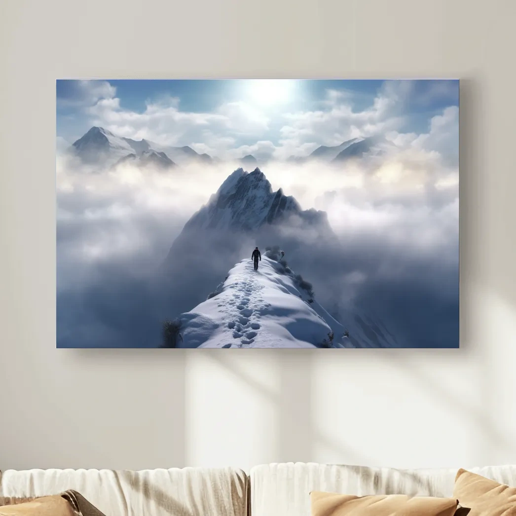 Epic Snowy Mountain Ridge Hike - Photographic Alpine Wall Art